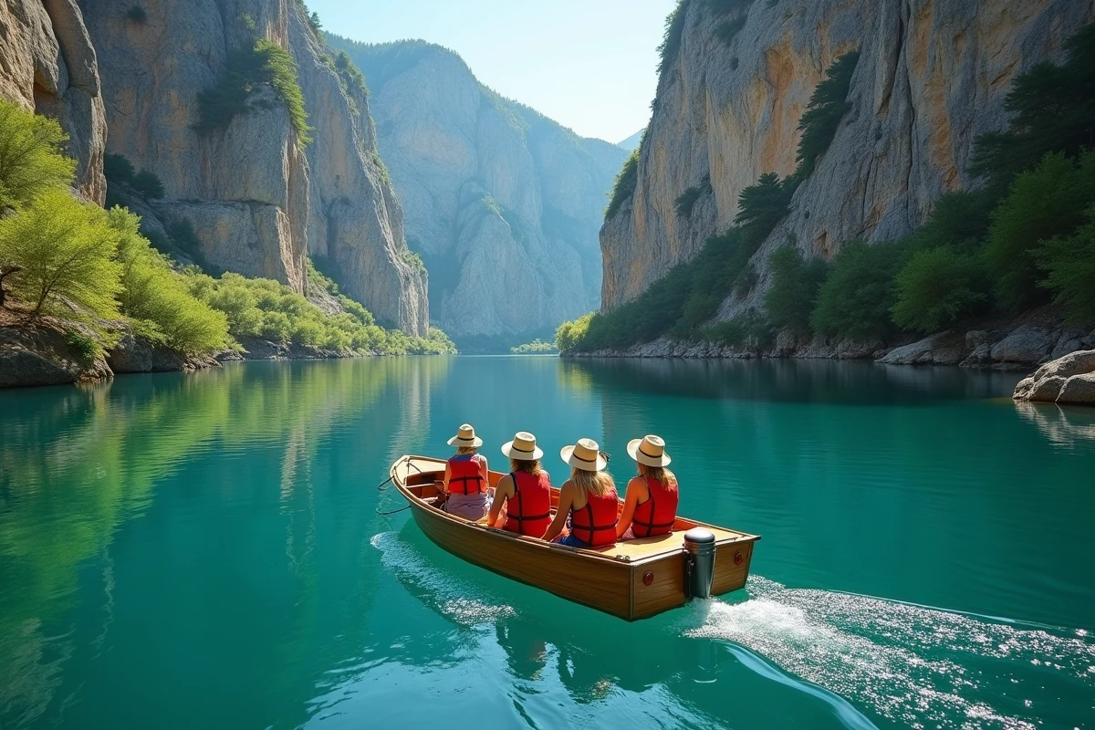 Navette en bateau sur le lac de Gola su Gorropu pour accéder aux gorges de Gorropu depuis Dorgali en Sardaigne